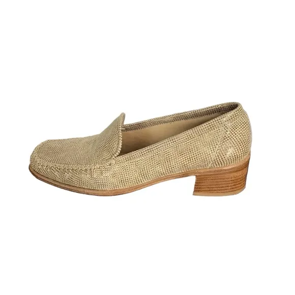 Stuart Weitzman Brown &amp; Sand Leather Loafers Size 9