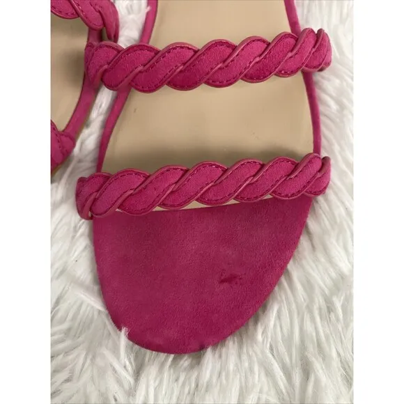Stuart Weitzman Flats Sandals Size 6.5 Fuchsia Hot Pink Buckle Strap Suede