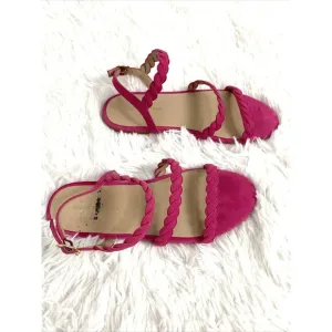 Stuart Weitzman Flats Sandals Size 6.5 Fuchsia Hot Pink Buckle Strap Suede