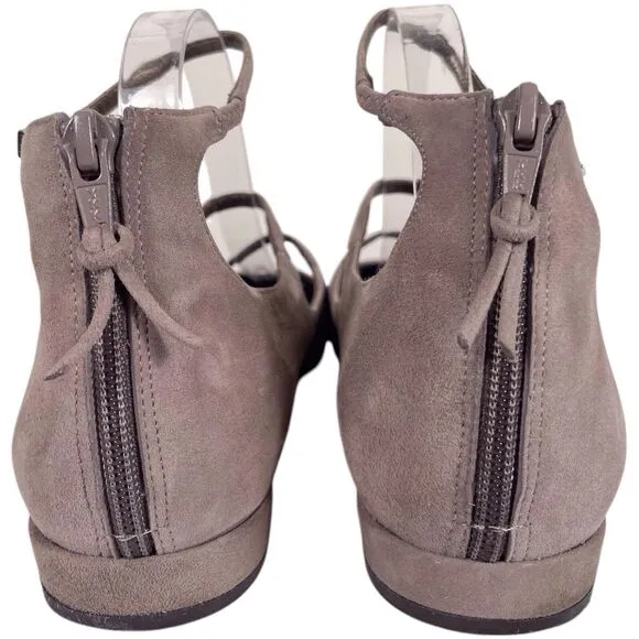 STUART WEITZMAN Flippy Suede Leather Multi-Strap Flats Size 10 Mary Jane Beige