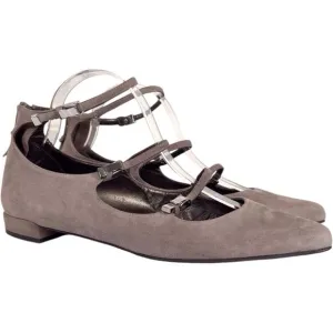 STUART WEITZMAN Flippy Suede Leather Multi-Strap Flats Size 10 Mary Jane Beige