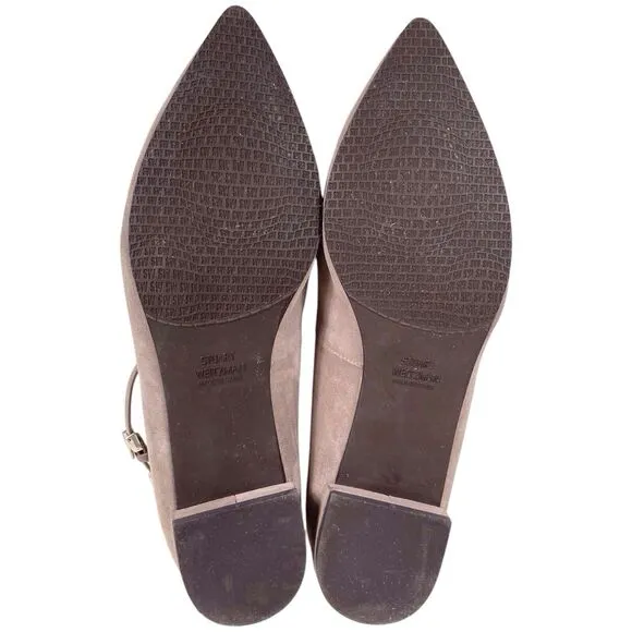 STUART WEITZMAN Flippy Suede Leather Multi-Strap Flats Size 10 Mary Jane Beige