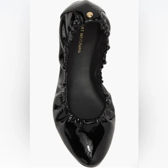 Stuart Weitzman Gabby scrunched patent leather ballet flats NWT