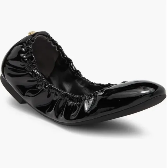 Stuart Weitzman Gabby scrunched patent leather ballet flats NWT