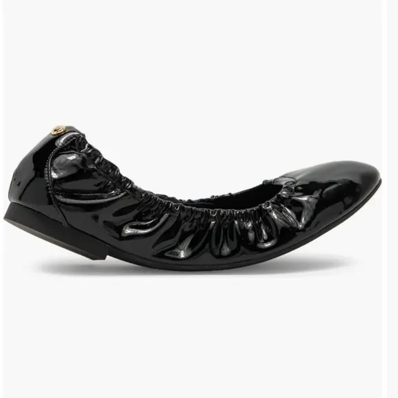 Stuart Weitzman Gabby scrunched patent leather ballet flats NWT