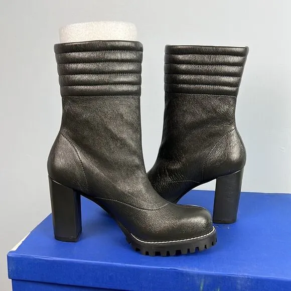 STUART WEITZMAN Isobel Crinkled Leather Boots Asphalt color made in Spain