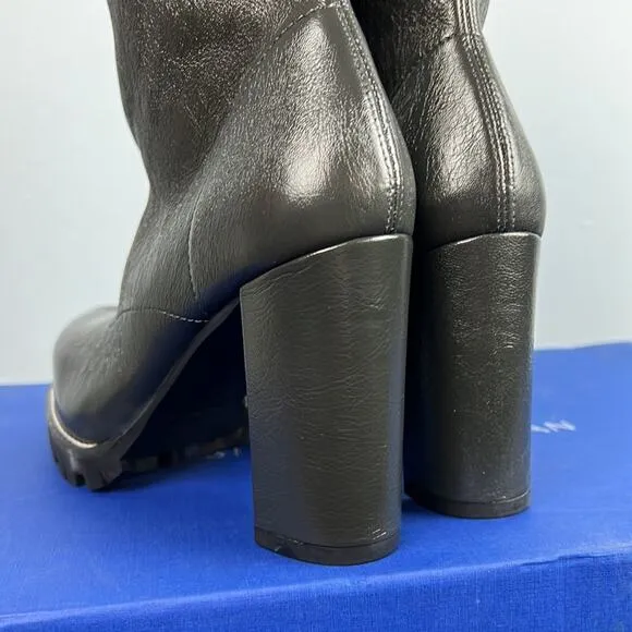 STUART WEITZMAN Isobel Crinkled Leather Boots Asphalt color made in Spain