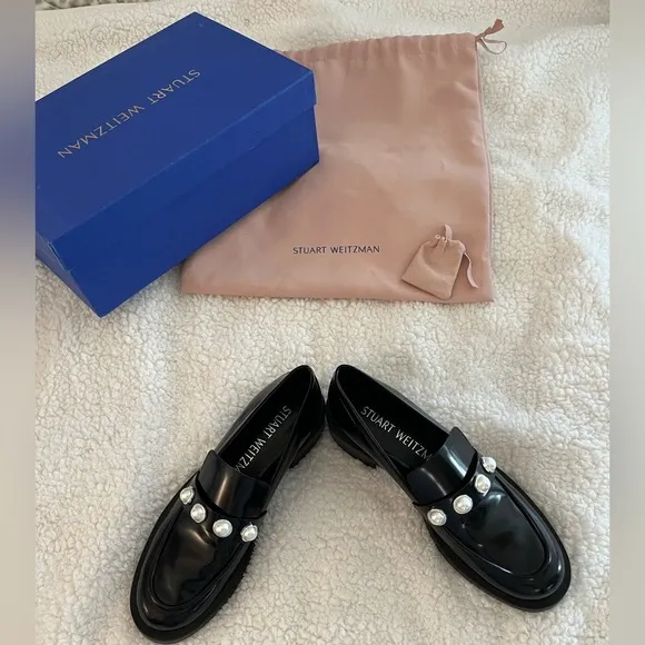 Stuart Weitzman Portia Bold Loafers Black.