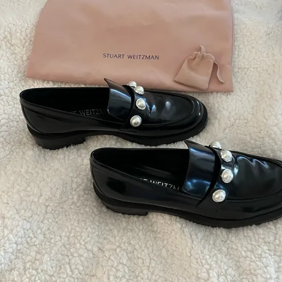 Stuart Weitzman Portia Bold Loafers Black.