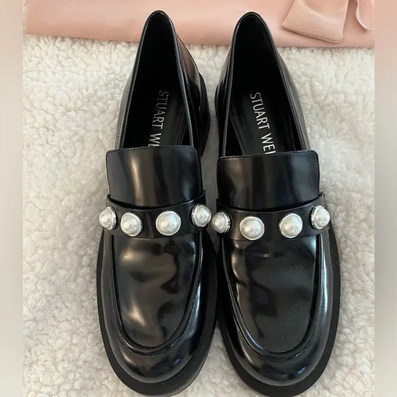 Stuart Weitzman Portia Bold Loafers Black.
