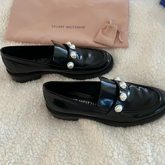 Stuart Weitzman Portia Bold Loafers Black.