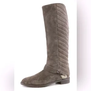 Stuart Weitzman Raceway 53497 Suede Quilted Shaft Riding Boots in Brown size 10