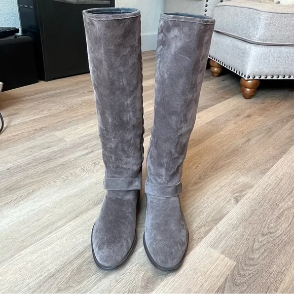 Stuart Weitzman Raceway 53497 Suede Quilted Shaft Riding Boots in Brown size 10