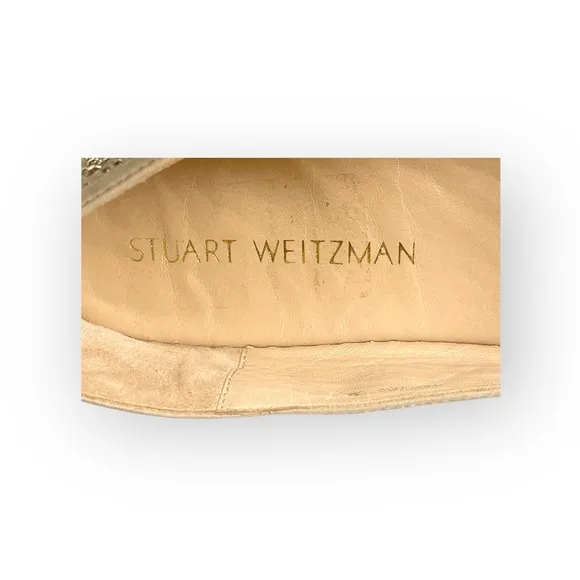 Stuart Weitzman ☀︎︎ Rockon Stud Flat Espadrilles ☀︎︎ Natural Gold Leather ☀︎︎ 9M