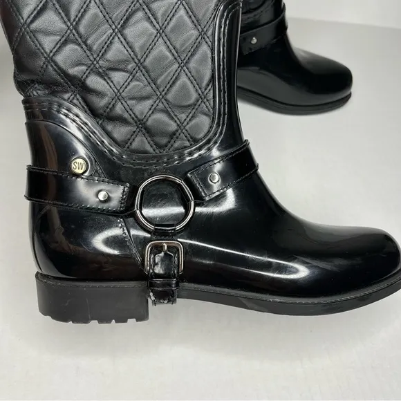 Stuart Weitzman Stirrup Quilted Rain Boots