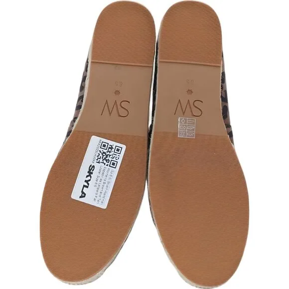Stuart Weitzman Women's Leopard Espadrille Flats Brown Tan Size 6.5