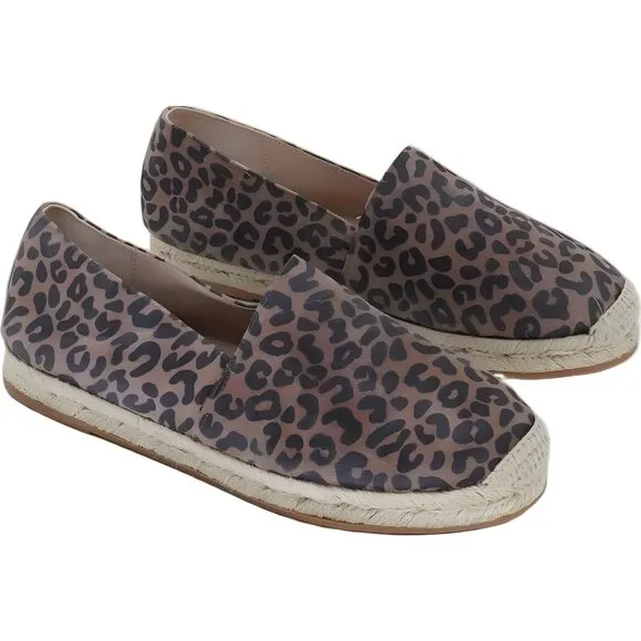 Stuart Weitzman Women's Leopard Espadrille Flats Brown Tan Size 6.5