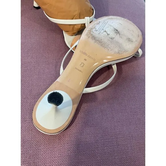 Studio Amelia Edith 50 Heels in White 38 With Box Womens Leather Sandals