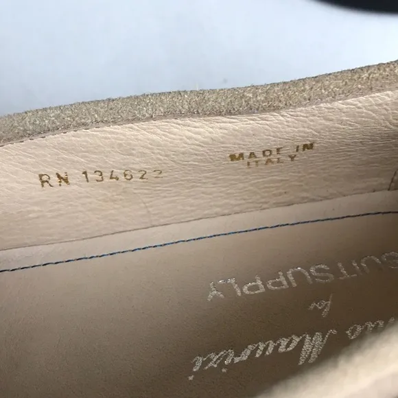 Suitsupply Tan Suede Loafers with Blue Accents