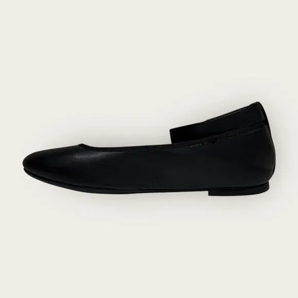 Sun   Stone | Luellaa Buckle Ankle Strap Ballet Flats | Black | Size 8