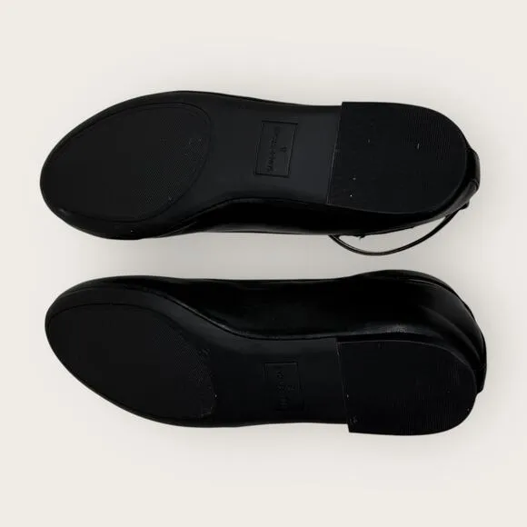 Sun   Stone | Luellaa Buckle Ankle Strap Ballet Flats | Black | Size 8