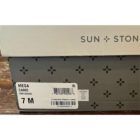 SUN STONE Mens Green Camouflage Colorblock Patchwork Cushioned Mesa Round Toe
