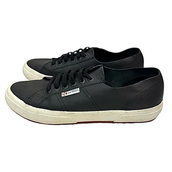 Superga Womens 2750 Nappaleau Black Fashion Sneakers EU 41 US 10 Medium EUC