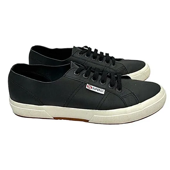 Superga Womens 2750 Nappaleau Black Fashion Sneakers EU 41 US 10 Medium EUC