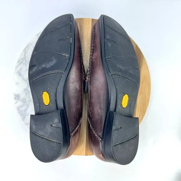 SUSSEX LINK DARK BROWN Leather Hand Sewn Horsebit Comfort Slip On Loafers 9.5 M