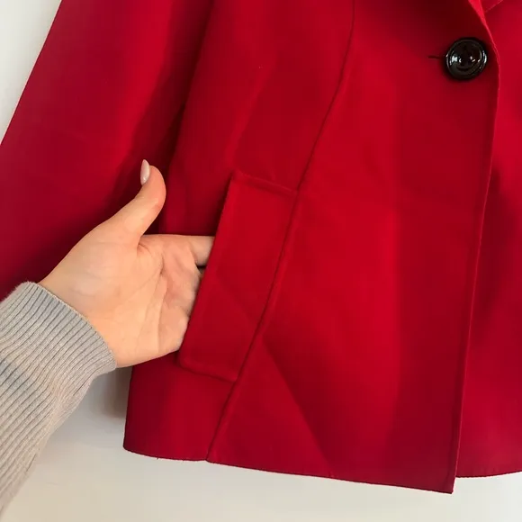 Talbots Red Wool-Blend Cropped Jacket, Size Petite Small (NWT)