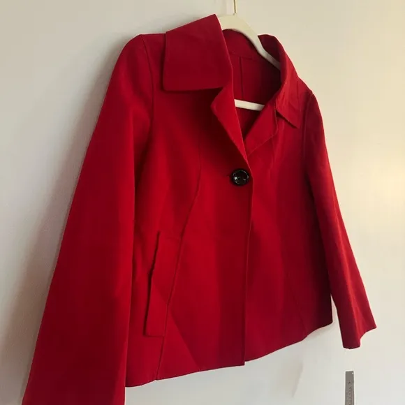 Talbots Red Wool-Blend Cropped Jacket, Size Petite Small (NWT)