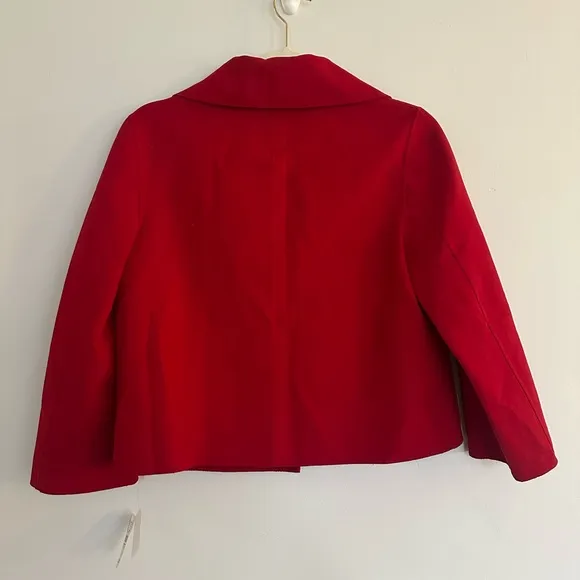 Talbots Red Wool-Blend Cropped Jacket, Size Petite Small (NWT)