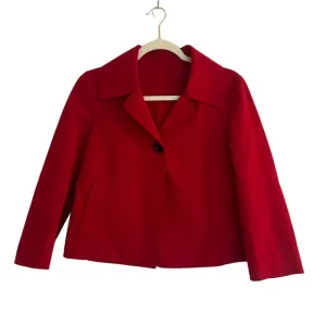 Talbots Red Wool-Blend Cropped Jacket, Size Petite Small (NWT)