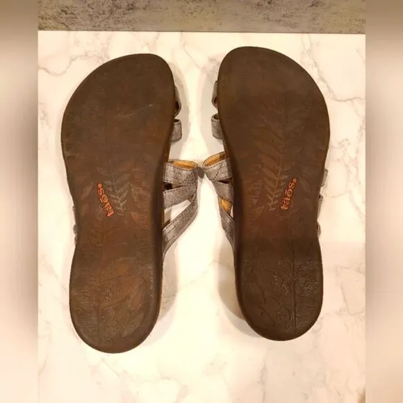Taos Gray Premier Leather Sandal Slides, Hook and Loop Closure | 10