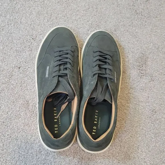 Ted Baker Men's Hampstead Lace Up Nubuck Sneakers Olive Size 12