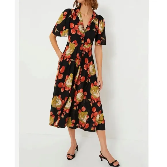 THE GREAT. Cabbage Rose Print The Bridge Dress