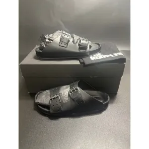 The Kooples NEW Slides Sandals Buckle Accents Black FR 37/U6