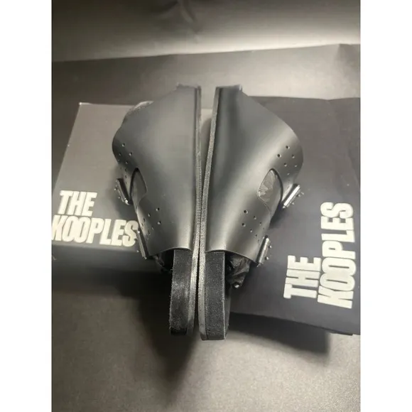 The Kooples NEW Slides Sandals Buckle Accents Black FR 40/U9
