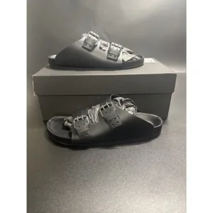 The Kooples NEW Slides Sandals Buckle Accents Black FR 41/U10