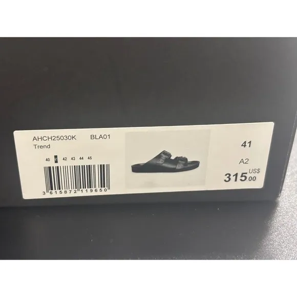 The Kooples NEW Slides Sandals Buckle Accents Black FR 41/U10