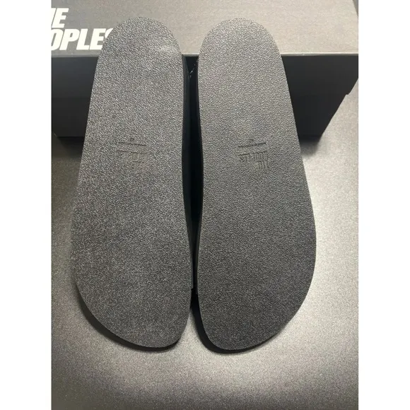The Kooples NEW Slides Sandals Buckle Accents Black FR 42/U8