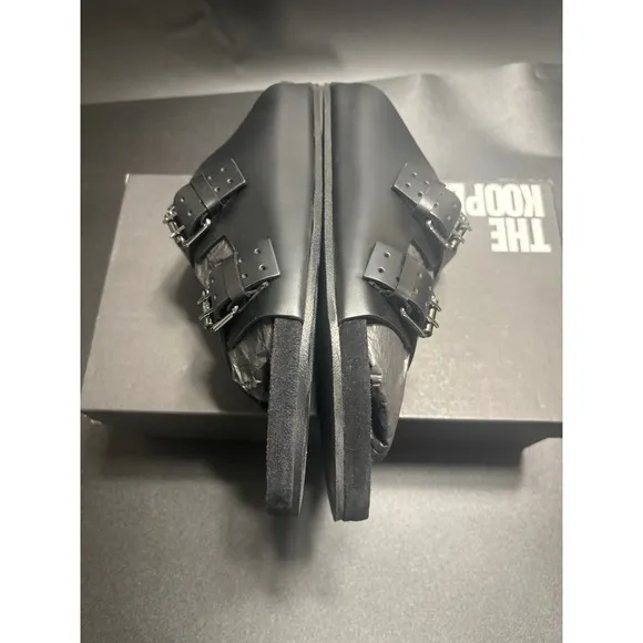 The Kooples NEW Slides Sandals Buckle Accents Black FR 44/U10
