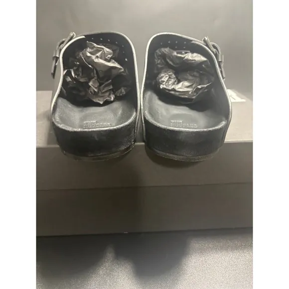 The Kooples NEW Slides Sandals Buckle Accents Black FR 44/U10