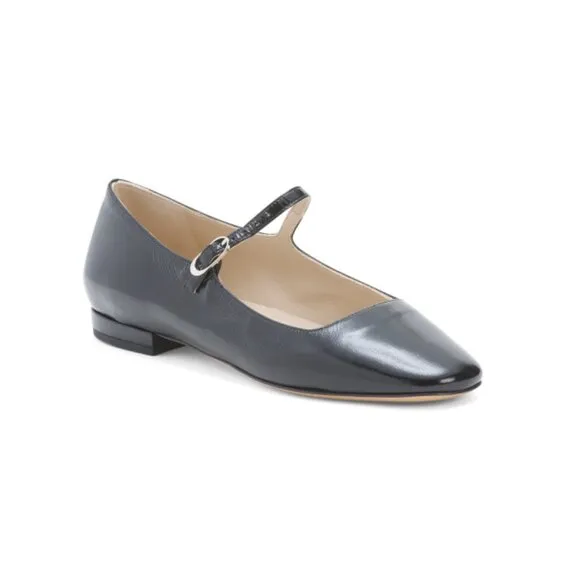 THEORY Black Made In Italy Leather Maryjane Flats