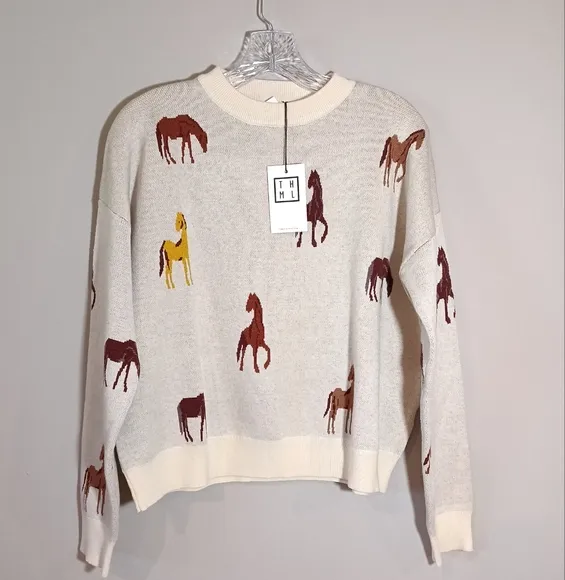 Thml The Stable Horse Sweater in Natural Women's. Size M New NWT