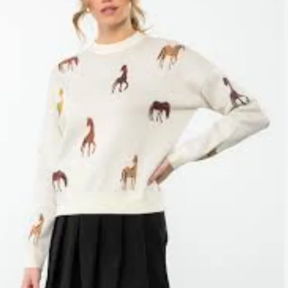 Thml The Stable Horse Sweater in Natural Women's. Size M New NWT
