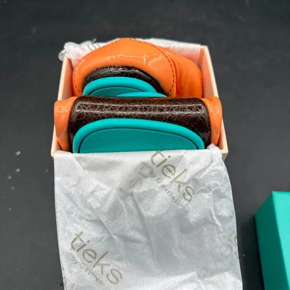 TIEKS Sz 8 Coral Orange w/ Box Ballet Flats Travel Party Storage Bags
