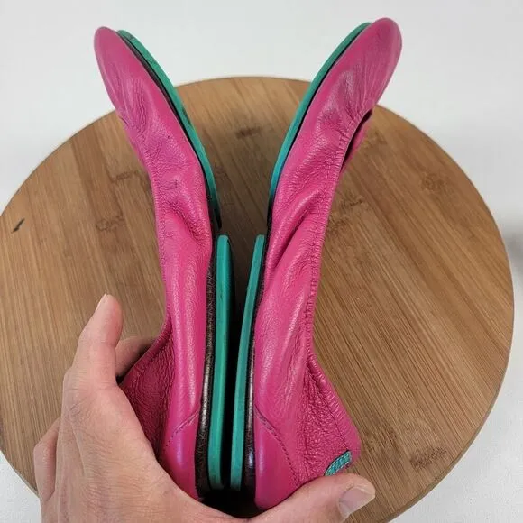 Tieks by Gavrieli Fuchsia Pink Leather Ballet Flats Women's Shoes Size 12 Travel