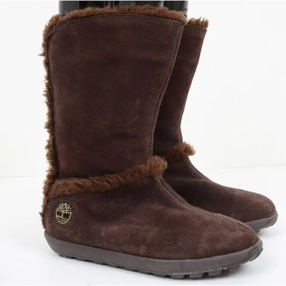 Timberland 61642 Women's Shearling Brown Suede Pull-On Boot 6.5