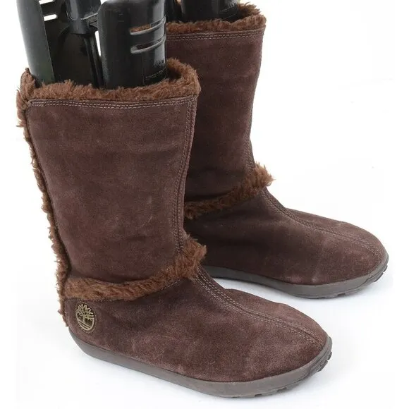 Timberland 61642 Women's Shearling Brown Suede Pull-On Boot 6.5